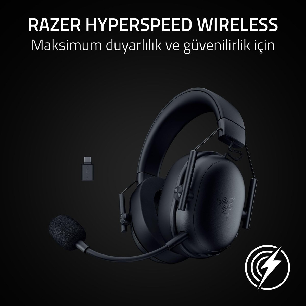 Razer BlackShark V3 X HyperSpeed - Kablosuz E-Spor Kulaklık - Ultra hafif 270g - TriForce 50mm sürücü - Çıkarılabilir Mikrofon - Surround ses - HyperSpeed 2,4Ghz & Bluetooth - PC/Mac | Siyah