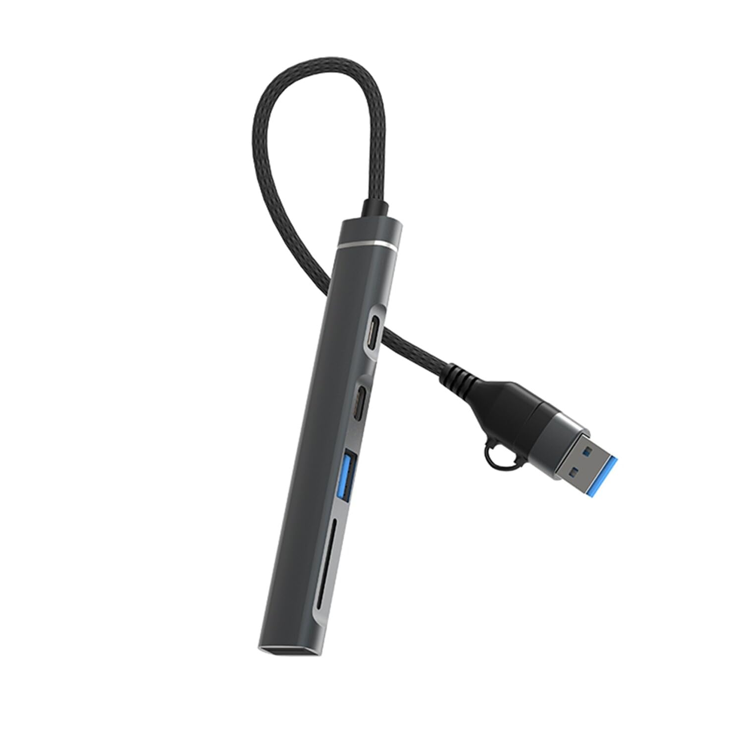 DM CHB025 USB-A ve Type-C Girişli 2*Type-C 1*USB-A SD Micro SD TF Kart Okuyucu Çoklayıcı Dönüştürücü