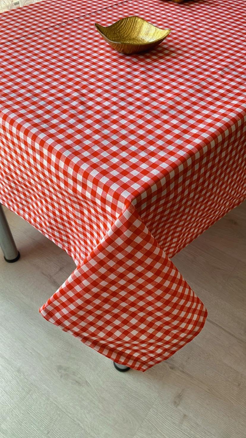 Defnelam Piknik Örtüsü Sofra Bezi 170x170 cm (Kırmızı Orta Pötikare)