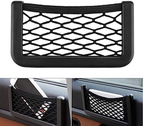 FİGİZA Torpidoya Yapışan Telefon Tutucu File – 15x8 cm Elastik Ceplik, Çift Taraflı Bantlı, Araç İçi Organizer Cep, Kalem, Kart, USB, Gözlük, Cüzdan için