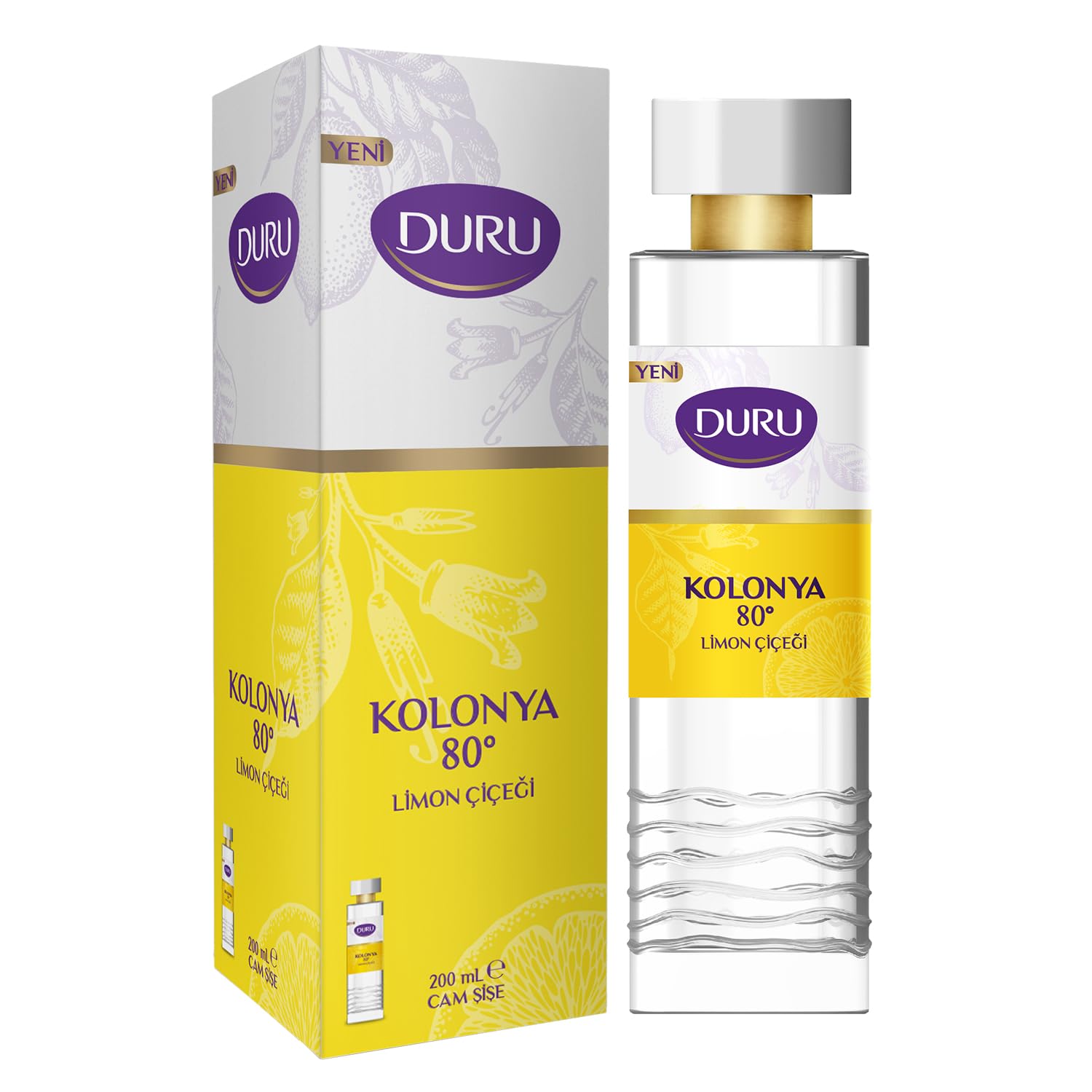 Duru Limon Çiçeği Kolonya Cam Şişe 200 ml