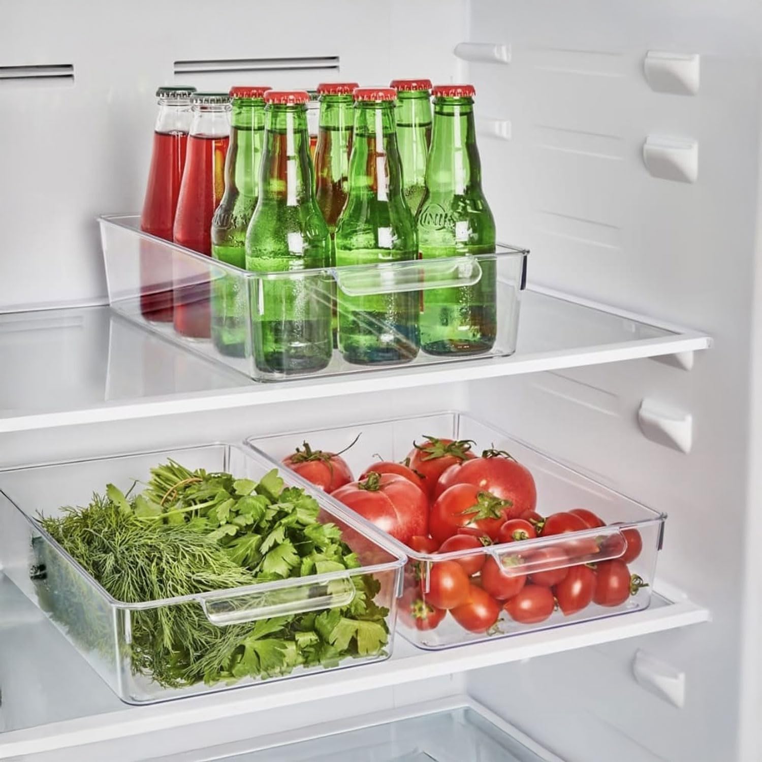 Deconox 1 Adet Kırılmaz Ultra Dayanıklı Buzdolabı Düzenleyici Organizer Kutu Şeffaf - Medıum Kiler Organizeri (14cm*32,5cm*10cm)