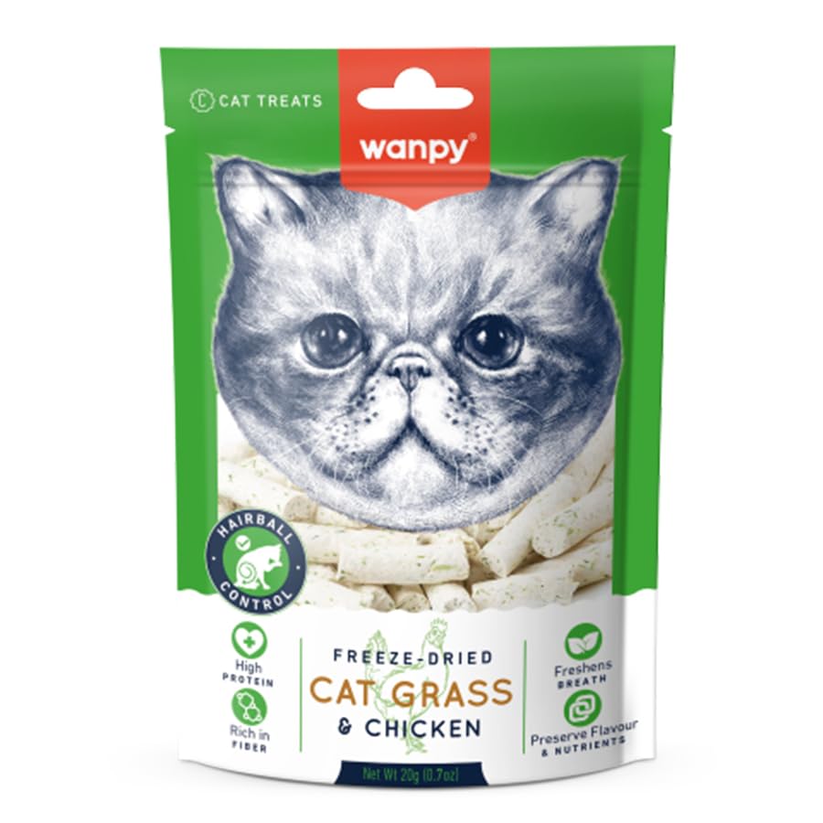 Wanpy Kedi Dondurulmuş Kedi Çimi ve Tavuklu Ödül 20g