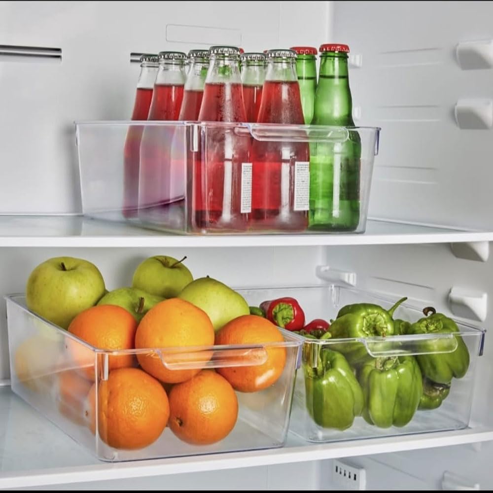Deconox 1 Adet Kırılmaz Ultra Dayanıklı Buzdolabı Düzenleyici Organizer Kutu Şeffaf - X Large Boy Kiler Organizeri (20cm*32,5cm*10cm)