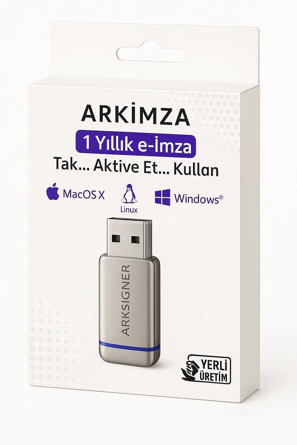 Arkİmza Elektronik İmza Cihazı, USB Bağlantılı Token, Resmi E-İmza Sertifikası, PDF, Word, Excel Belge İmzalama, Mobil ve E-Devlet Aktivasyonlu, BTK Onaylı, Ergonomik Tasarım (1 Yıllık)