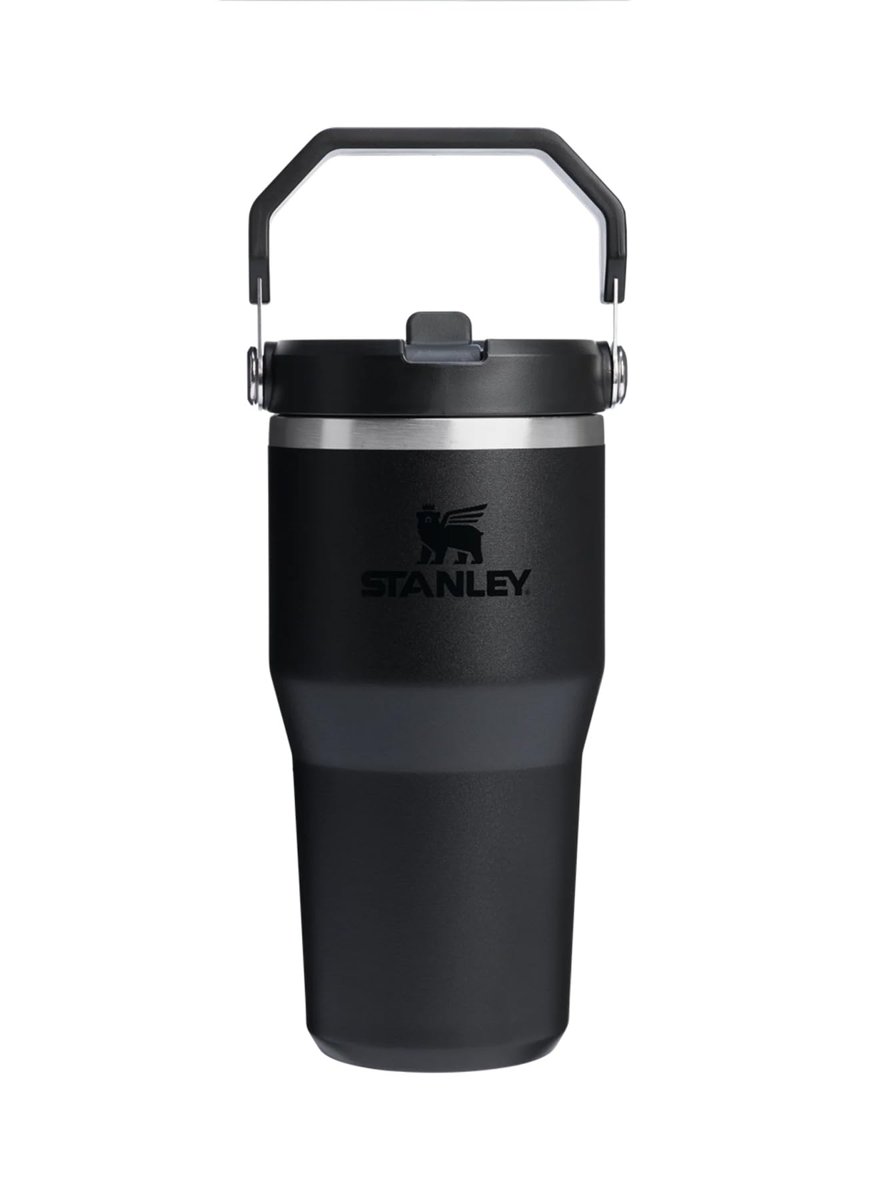 Stanley IceFlow Flip Straw Tumbler Pipetli Termos Bardak, 0.60 Litre, Siyah