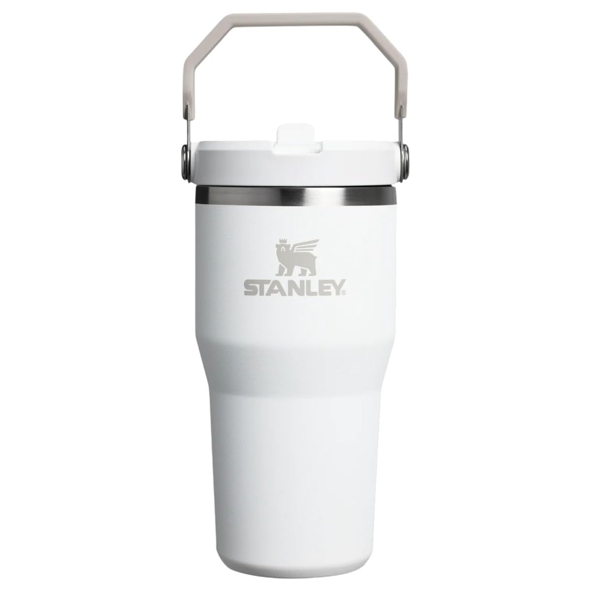 Stanley IceFlow Flip Straw Tumbler Pipetli Termos Bardak, 0.60 Litre, Beyaz (Frost)