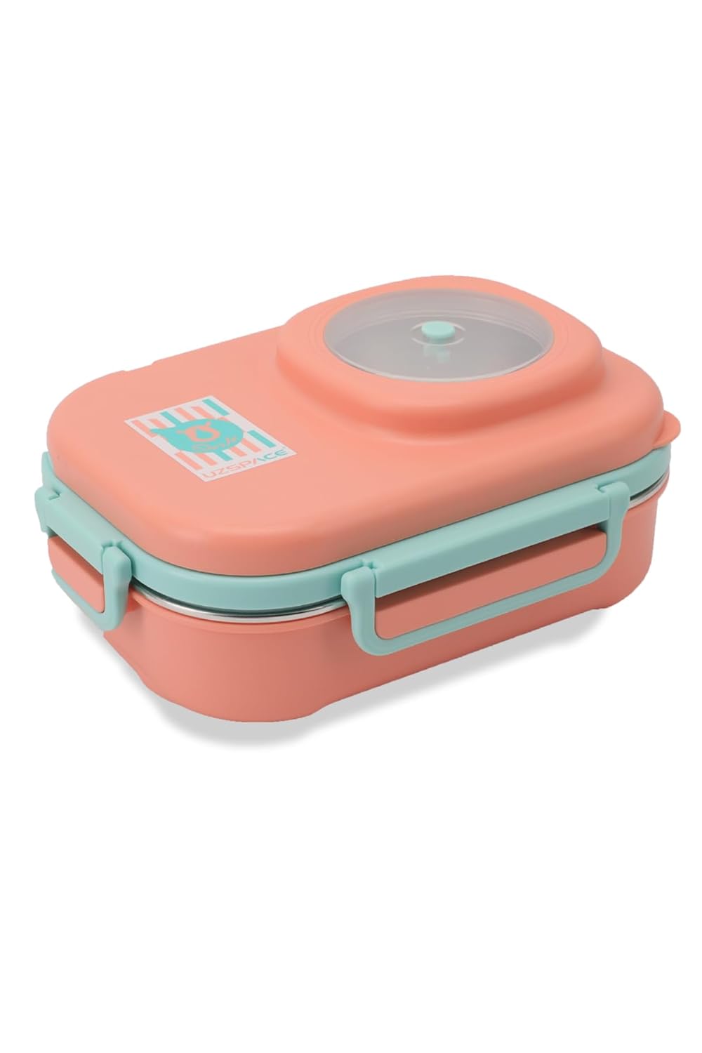 Uzspace 600 ML Çorba Kaseli-Çelik Kaşık Çatallı Paslanmaz Çelik Bento Lunch Box Yeni Nesil Sefer Tası-FFLBOX8021600 (Turuncu)