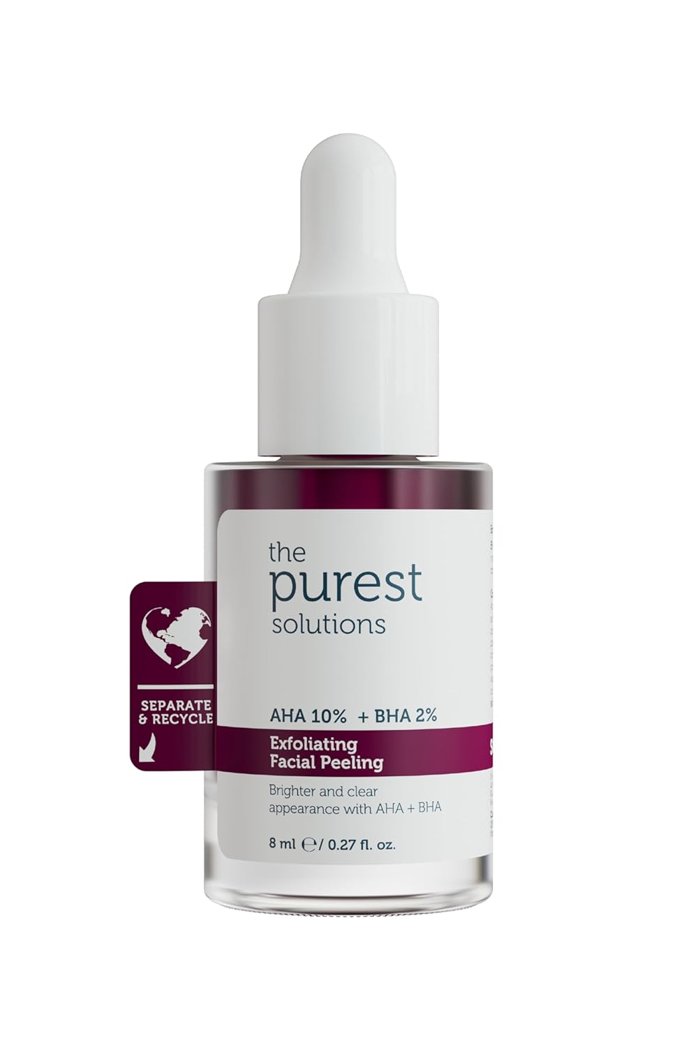 The Purest Solutions AHA & BHA Canlandırıcı ve Cilt Tonu Eşitleyici Kırmızı Peeling Cilt Serumu, Seyahat Boy 8 ml