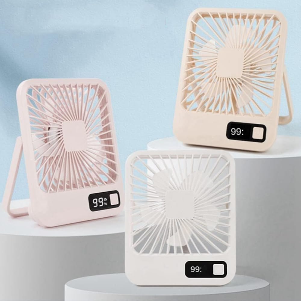 GüncelÇarşı Şarjlı Taşınabilir Sessiz Masa Vantilatörü, 1 Adet, 180° Ayarlanabilir, 5 Hız, LED Göstergeli, Type-C Şarj Edilebilir, Portatif Mini Fan