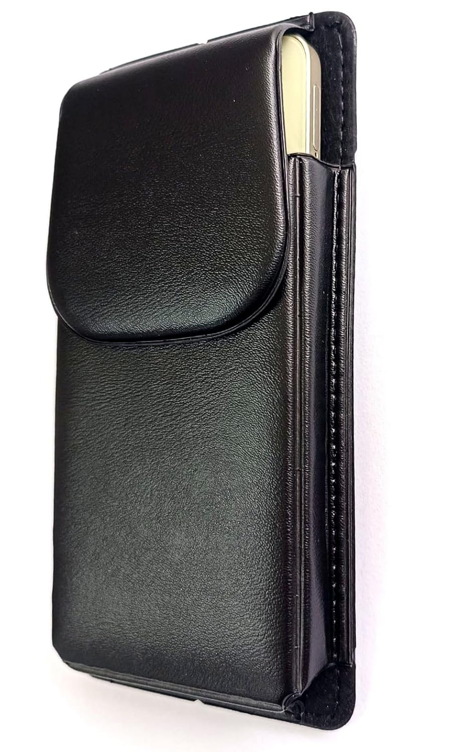 Kemere Takılan Lüks Suni Deri Telefon Kılıfı, Mıknatıslı, 17x8 cm, Siyah