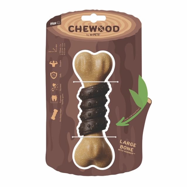 M-PETS CHEWOOD LARGE BONE WITH RUBBER KÖPEK OYUNCAĞI (L)
