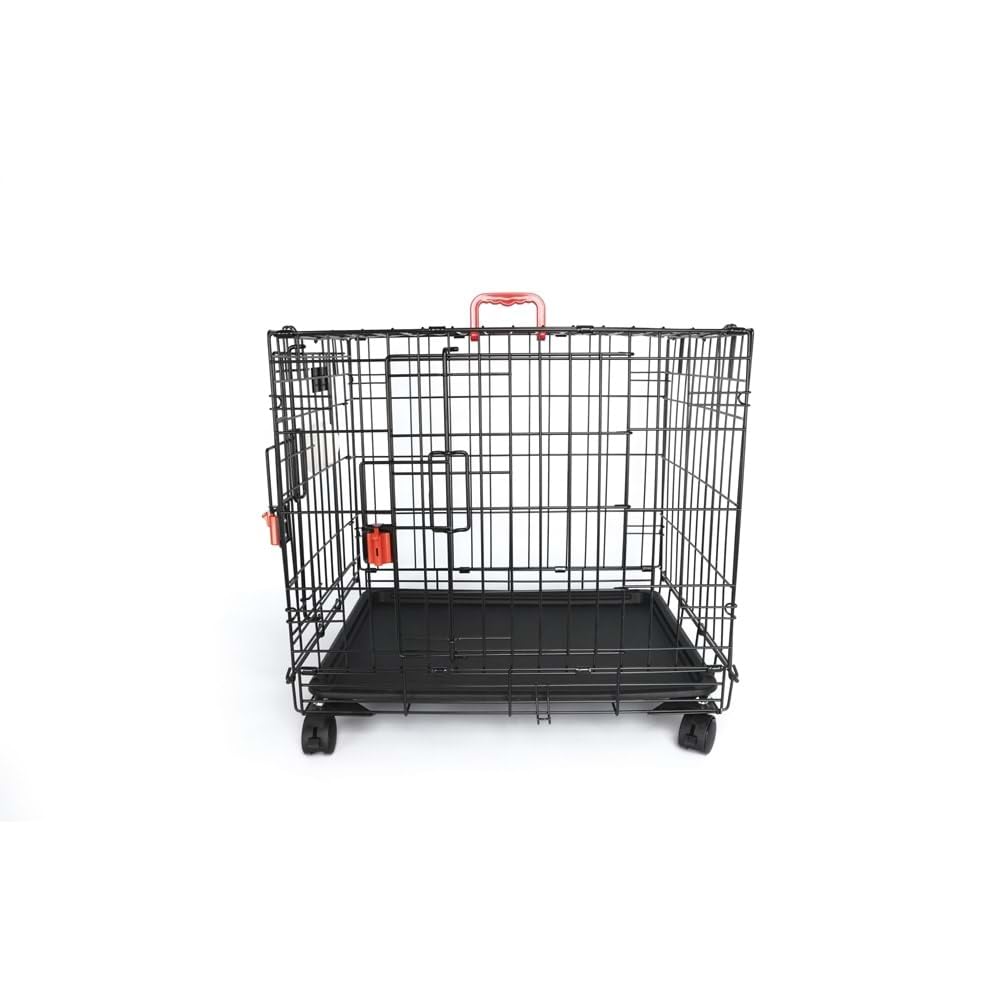 M-PETS VOYAGER TEKERLEKLİ KÖPEK KAFESİ 2 KAPILI (S) SİYAH 61X46X48CM