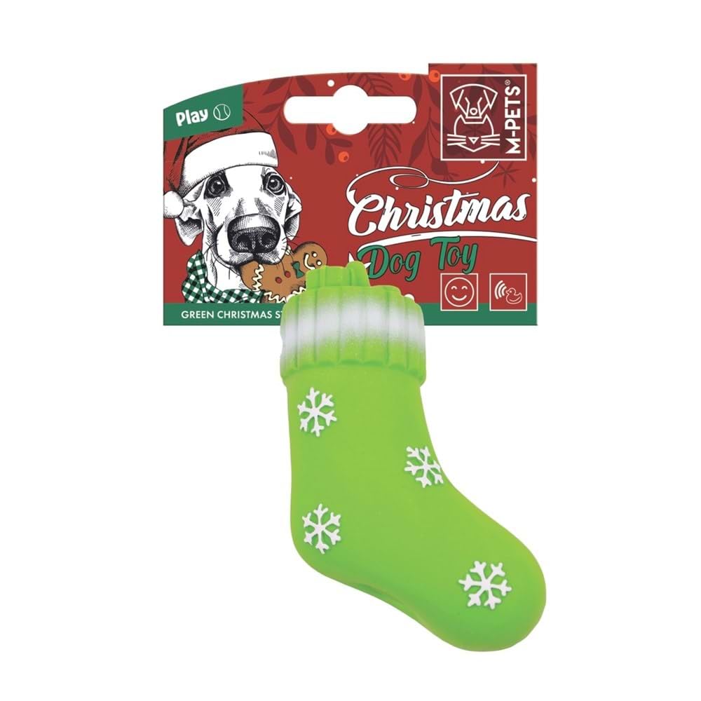 M-PETS CHRISTMAS GREEN STOCKING KÖPEK OYUNCAĞI 13CM