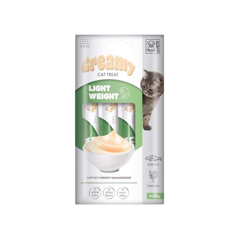 M-PETS LIGHT WEIGHT FONKSİYONEL CREAMY KEDİ ÖDÜLÜ 4X15GR