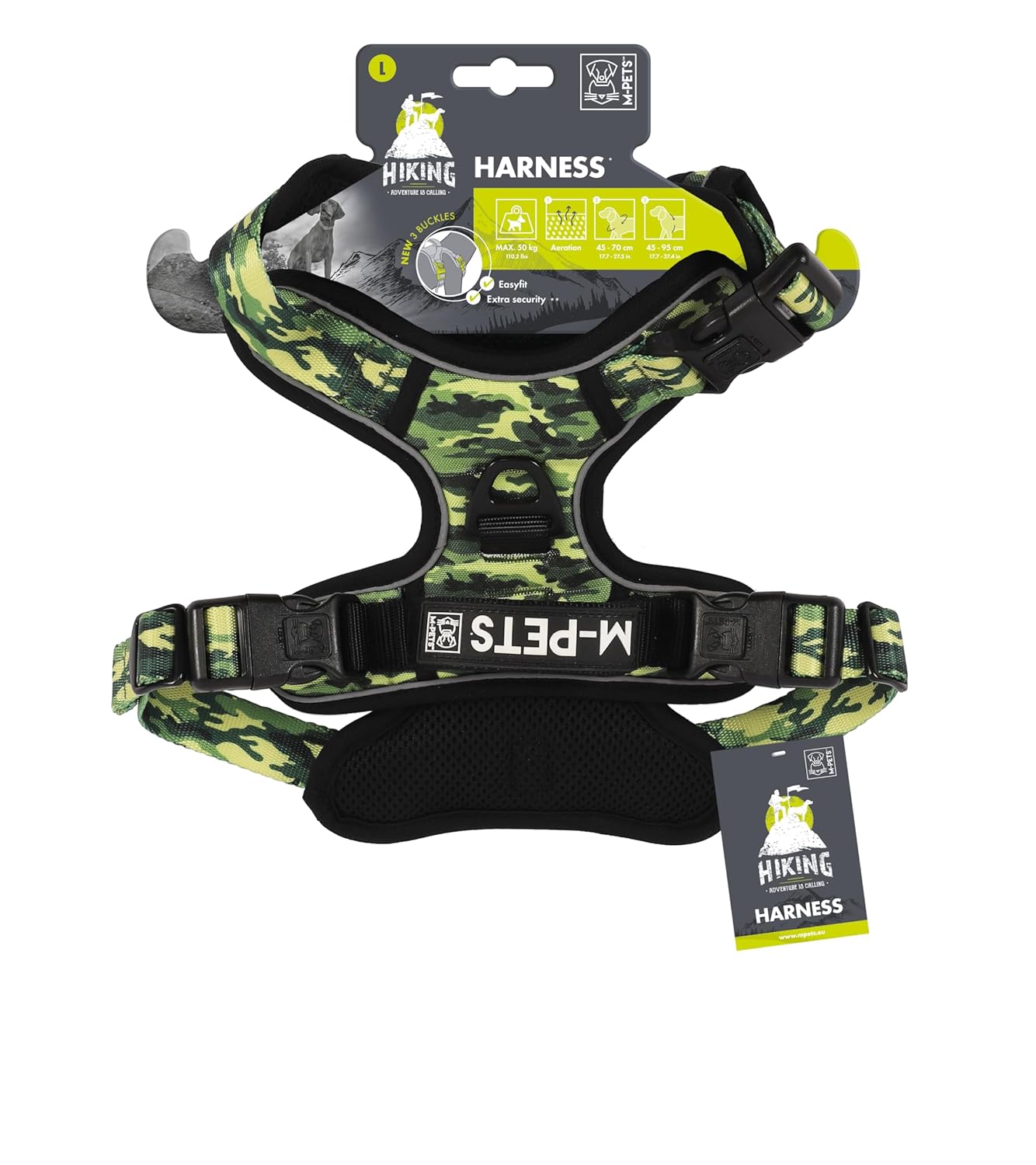 M-Pets Hiking Reflektörlü Soft Sırt Tasması Kamuflaj L