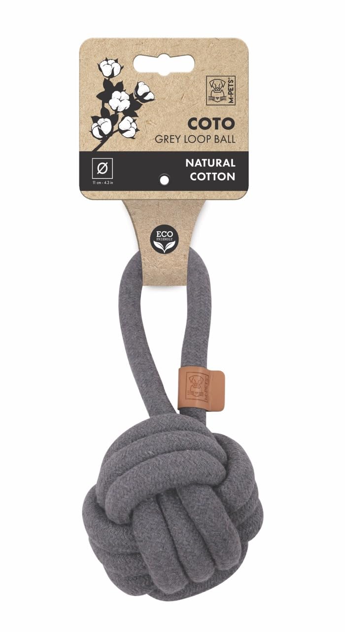 M-PETS COTO GREY LOOP BALL 11CM ÇEKMELİ ÖRGÜ TOP OYUNCAK