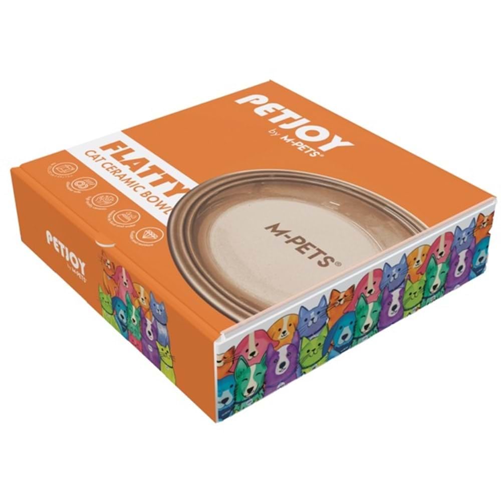 M-PETS PETJOY FLATTY SERAMİK MAMA KABI BROWN 250ML