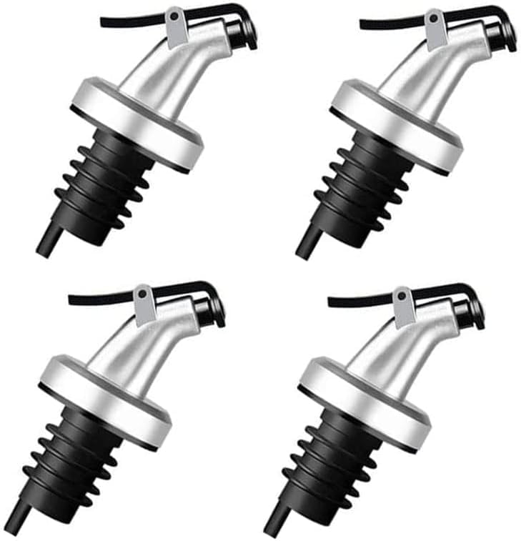 SUWORS 4'lü Şişe Akıtma Tıpası – Otomatik Kapanan Dökme Başlığı, Sızdırmaz, Ölçekli, Profesyonel ve Ev Kullanımı İçin, Yağ, Sirke, Alkol Uyumlu