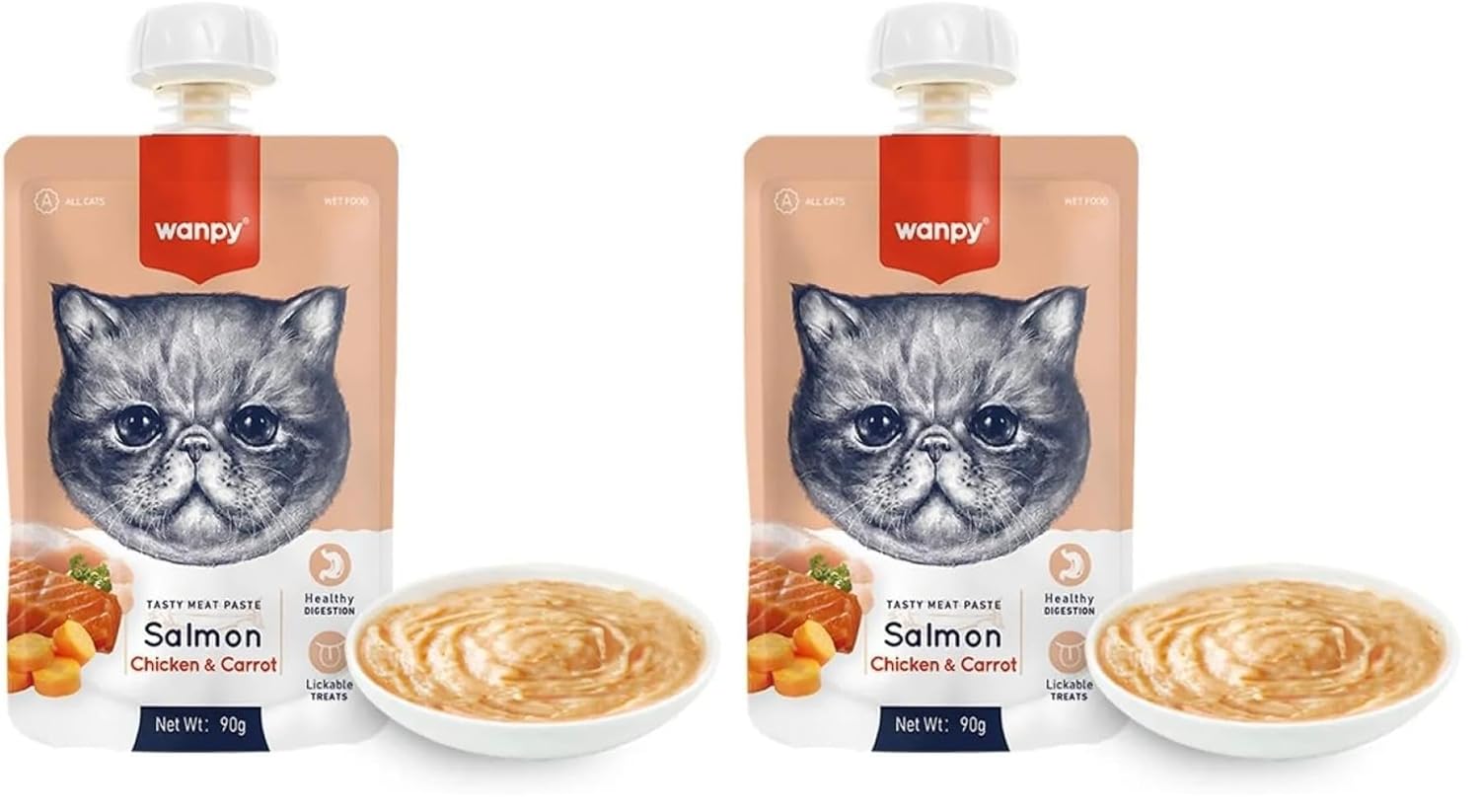 Wanpy Taze Somonlu&Tavuklu Kedi Et Ezmesi 90 gr 2li paket