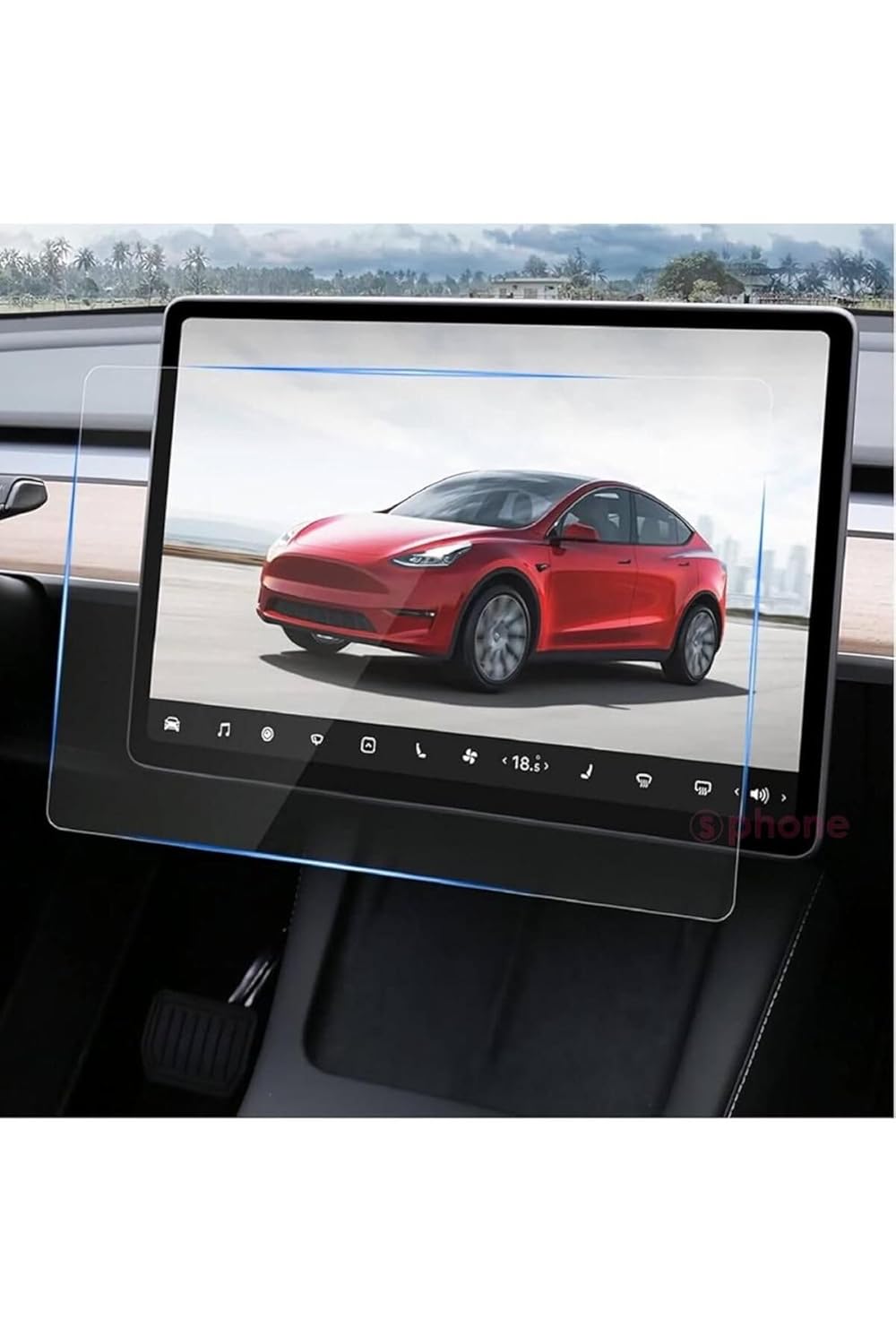 Mobilite Tesla ile uyumlu Model Y 15 inç 2023 2024 Multimedya Auido Ekran Koruyucu Cam Film Çizilmez Araç Screen Protector