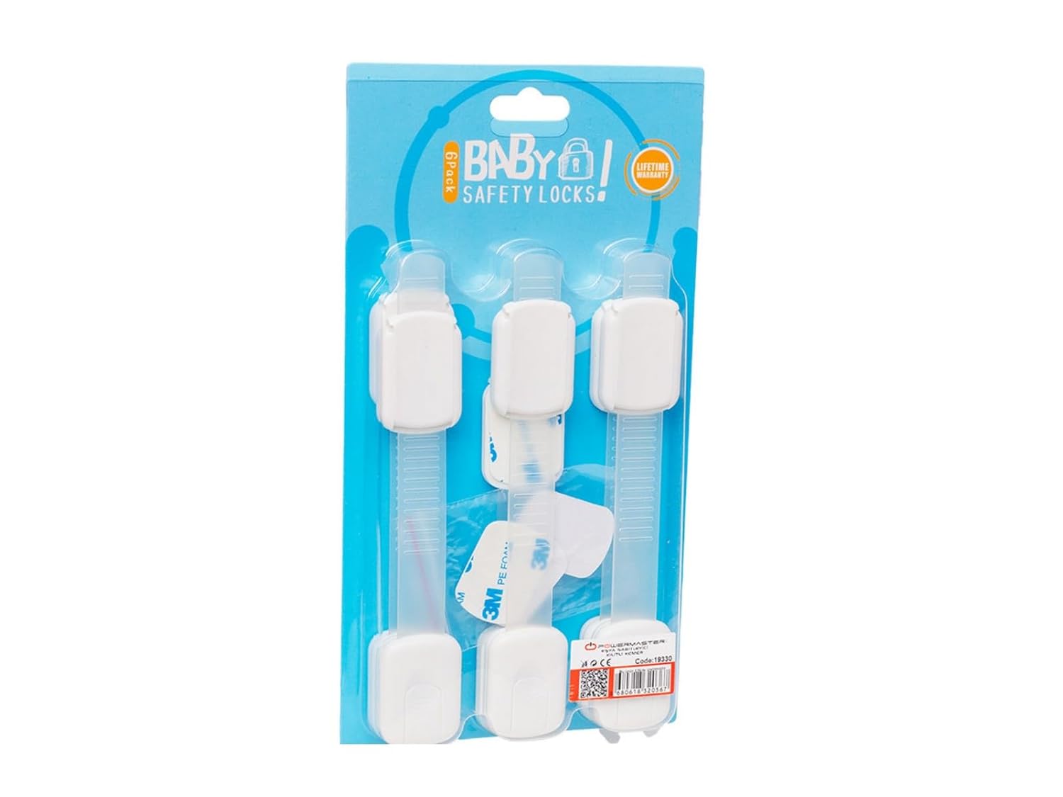 6’lı Bebek, Çocuk, Dolap Çekmece Güvenlik Kilidi, Yapışkanlı, Beyaz,