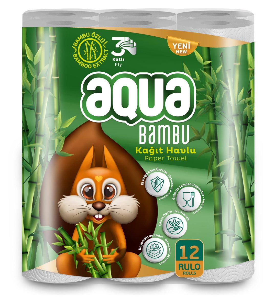 Aqua Bambu 3 Katlı 12li Kağıt Havlu