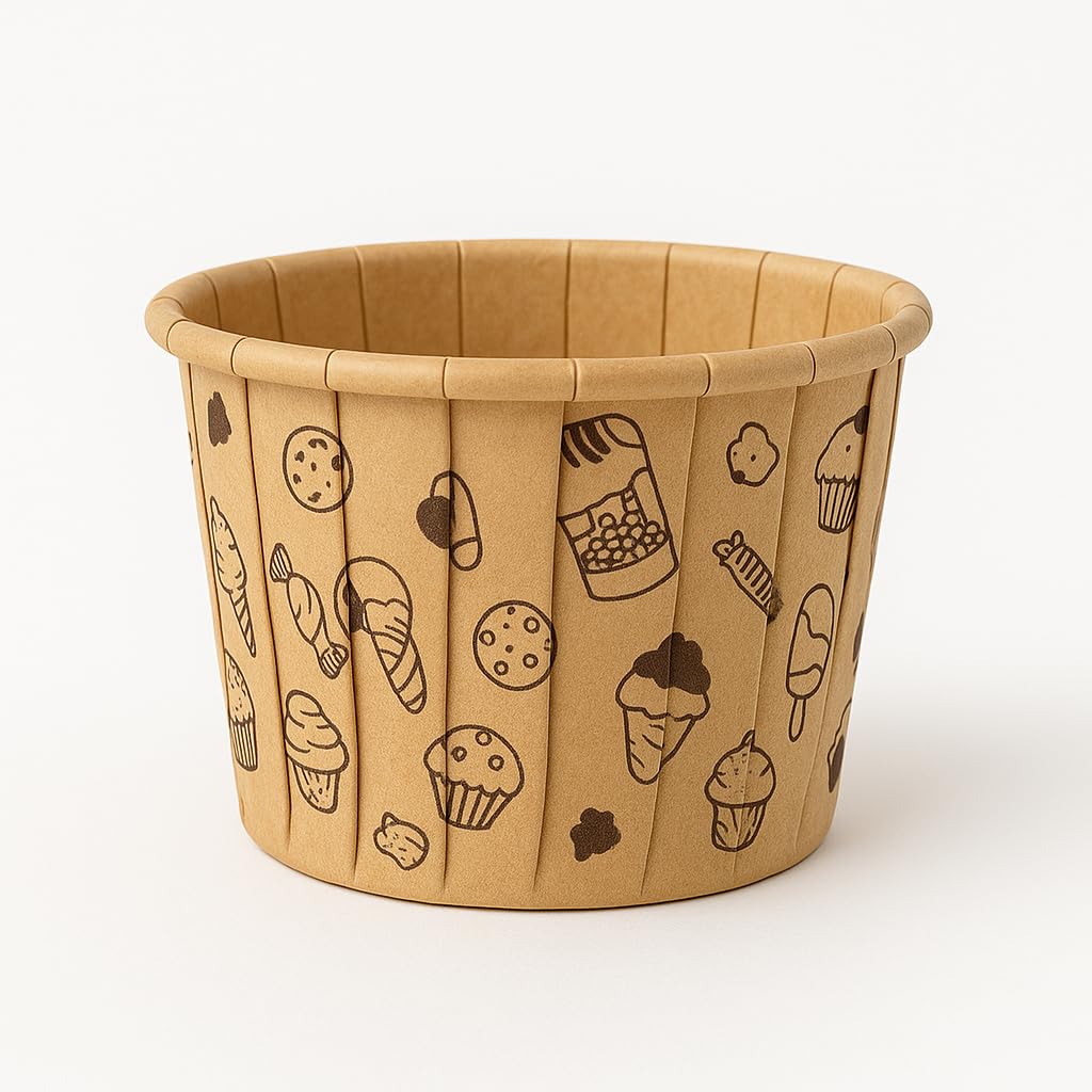 MallArt® Kraft Tek Kullanımlık Muffin Kalıbı, 6,5x4 cm, 12'li Set, Airfryer ve Fırın Uyumlu, Cupcake