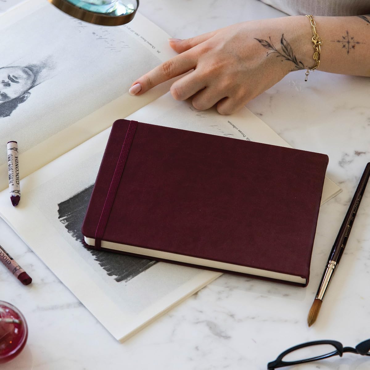 21x15 cm Sert Kapak 80 Yaprak 140 gr. Eskiz Defteri - Sketch Book - Bordo