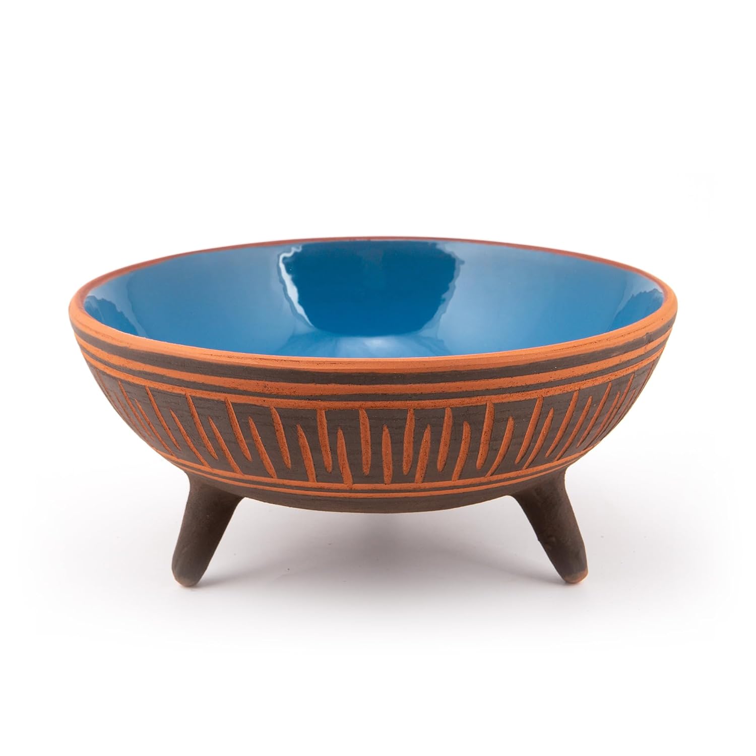 Dekoratif Sunum Kasesi, Seramik Ayaklı Sunum Kasesi, Servis Kasesi, Servis Tabağı, Kase, Tabak (Mavi, 20 Cm)