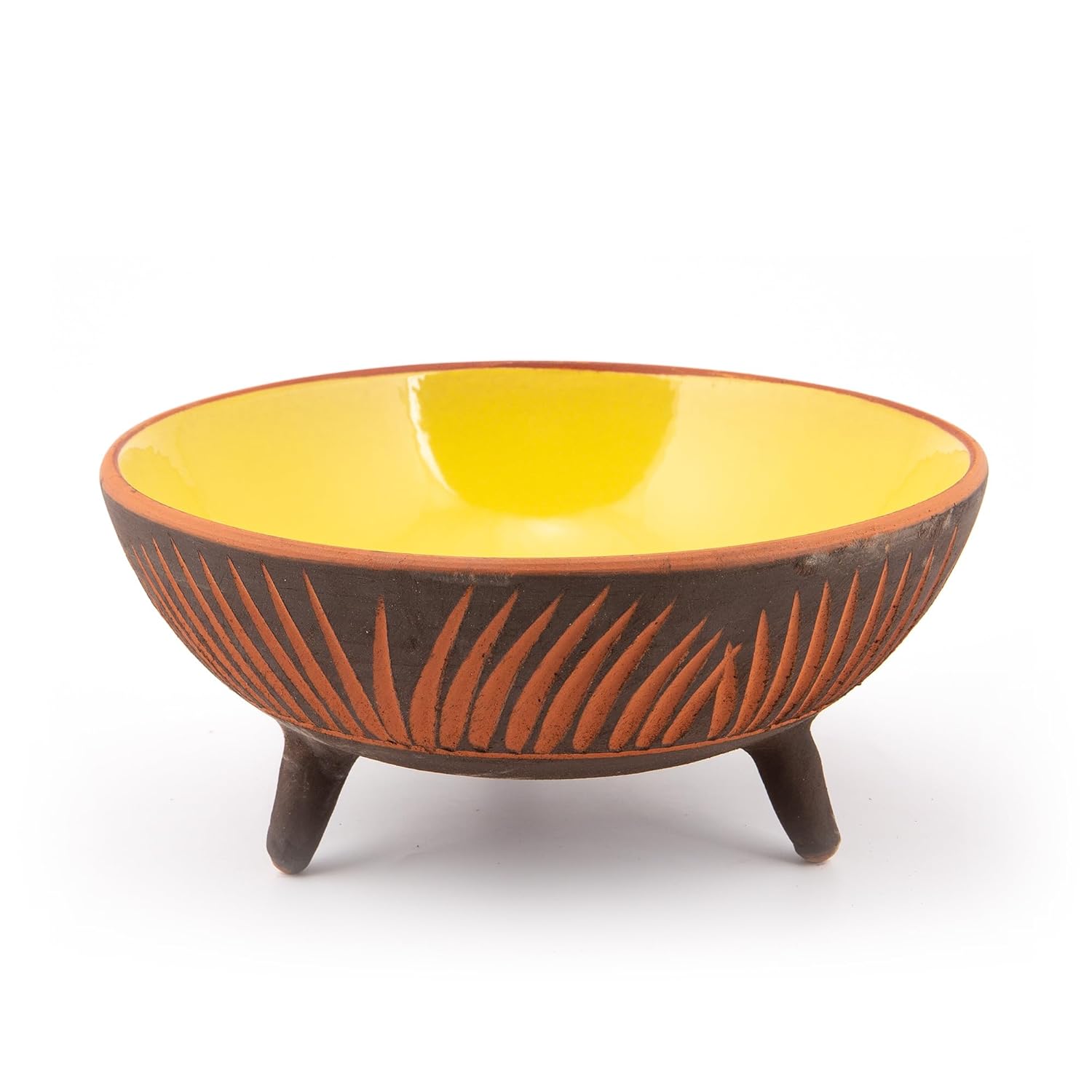 Dekoratif Sunum Kasesi, Seramik Ayaklı Sunum Kasesi, Servis Kasesi, Servis Tabağı, Kase, Tabak (Sarı, 20 Cm)