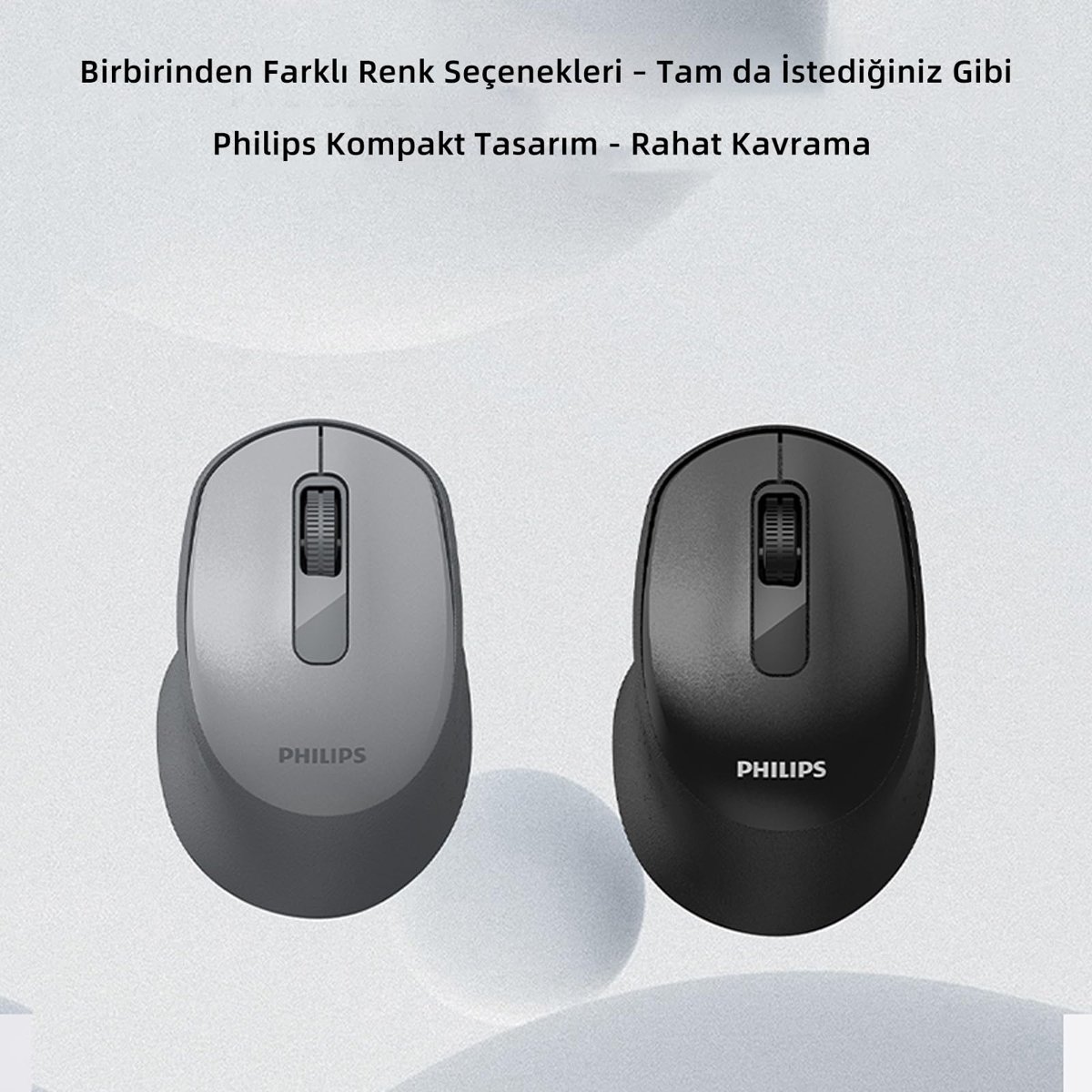 Philips SPK7448 Bluetooth 5.2 ve 2.4GHz 1600DPI Sessiz Optik Kablosuz Mouse Siyah