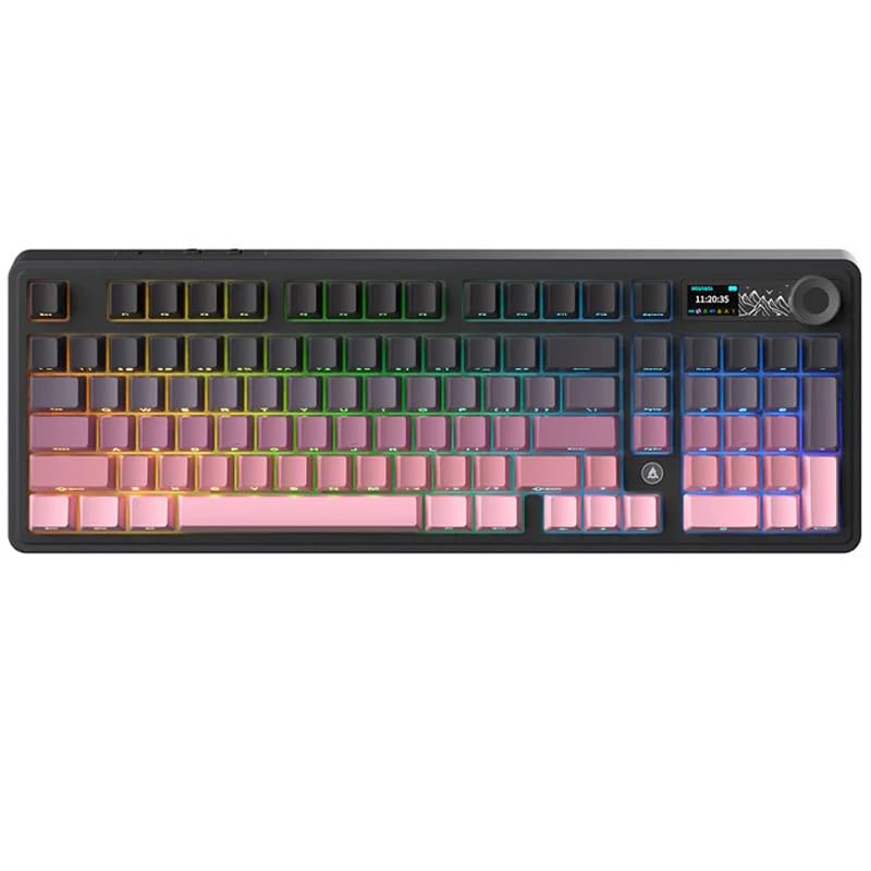 Ajazz AK980 Kablosuz Hot-Swap TFT Ekranlı Mekanik Oyun Klavyesi 8.000 Mah Batarya Pembe - Gift Switch