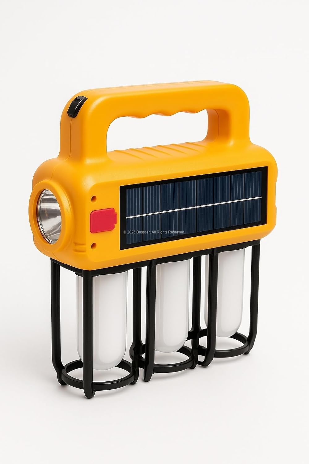 Busstier Solar Şarjlı Kamp Lambası, 3 Işık Kaynaklı, 38W El Feneri, Type-C Girişli, Taşınabilir LED Işıldak, 480 Lumen, Powerbank Özellikli, Acil Durum Işığı, Taşınabilir Şarjlı Lamba
