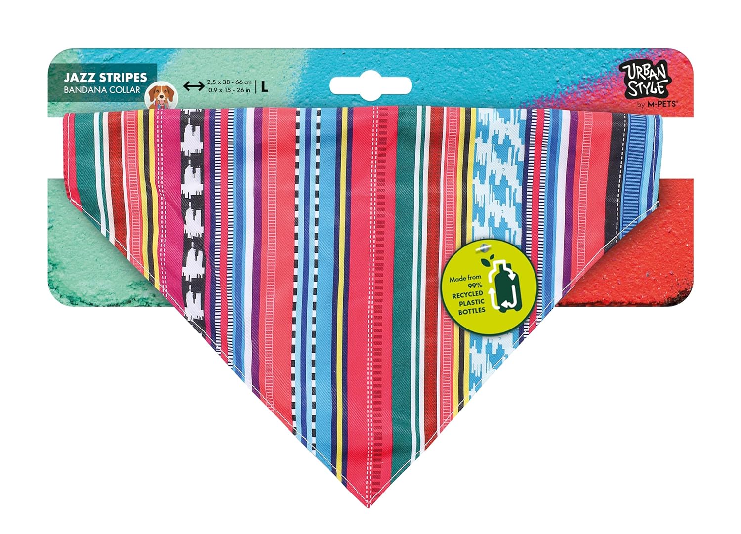 M-PETS URBAN STYLE JAZZ STRIPES BANDANA COLLAR (L)