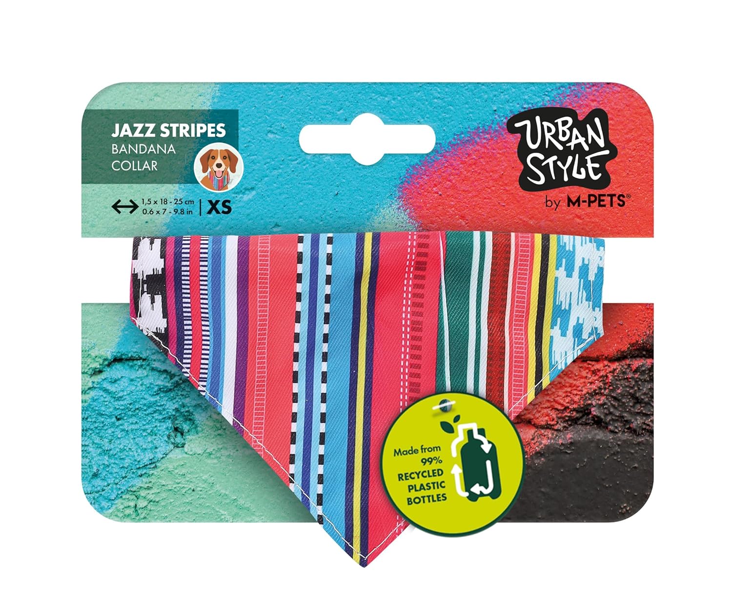 M-PETS URBAN STYLE JAZZ STRIPES BANDANA COLLAR (XS)