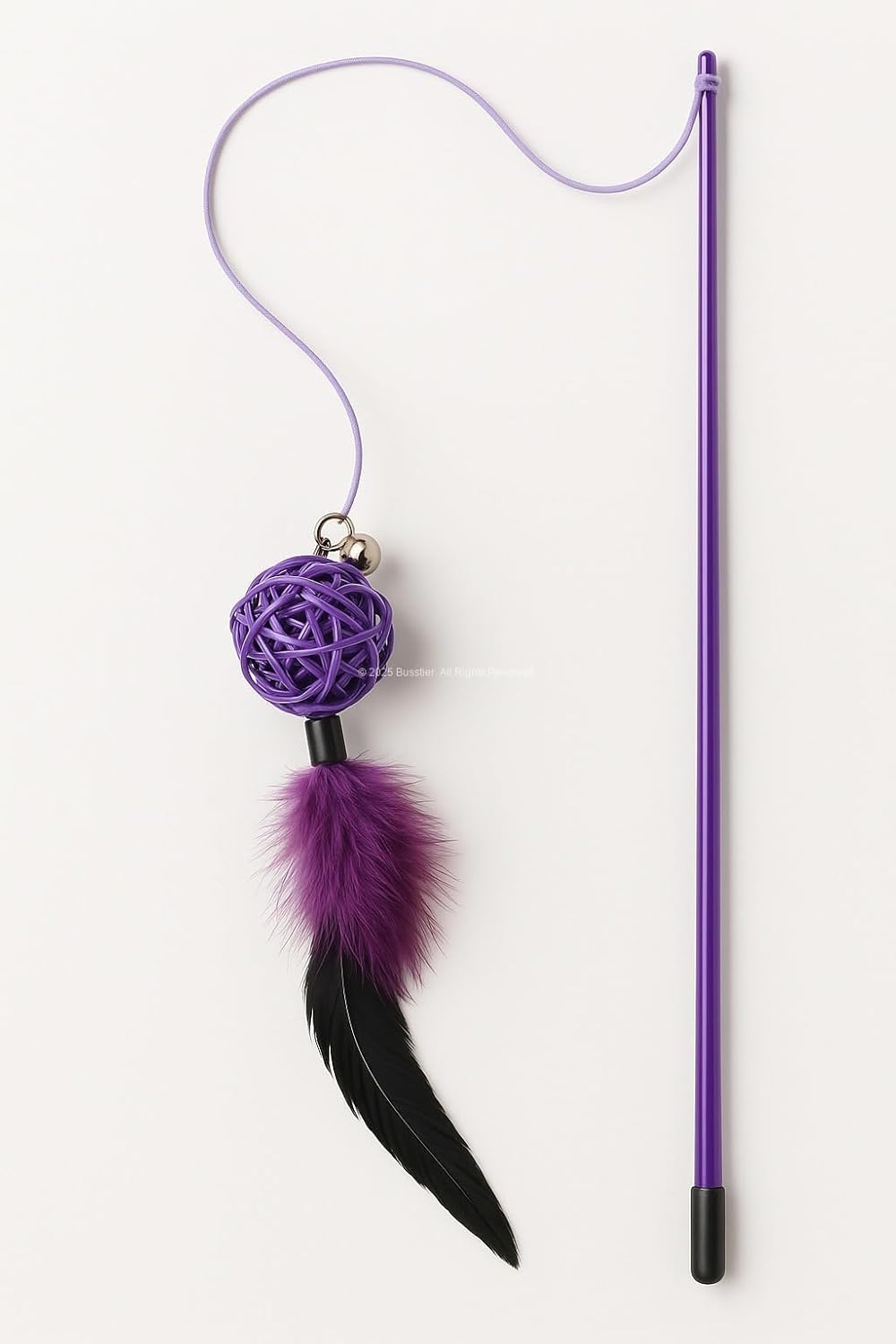 Busstier İp Yumağı Kedi Oltası İpli Oyuncak Kediler İçin Tüylü İp Topu Etkileşimli Dayanıklı Kedi Oyun Çubuğu Egzersiz Oyuncağı