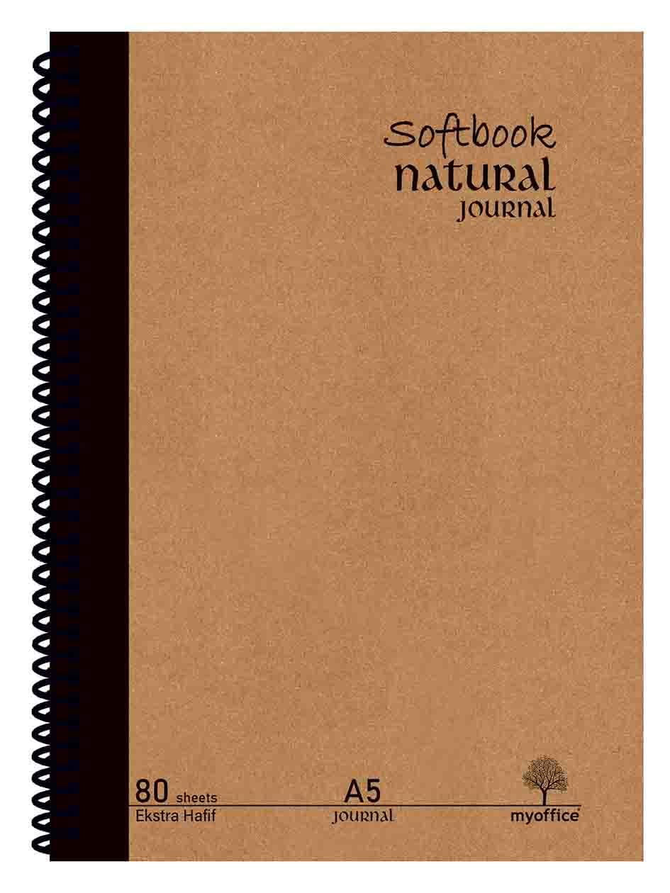 Natural Journal A5 Spiralli Defter – Sert Kapak, 160 Sayfa, KARELİ– Günlük, Ofis ve Hediye Kullanımı İçin Not Defteri