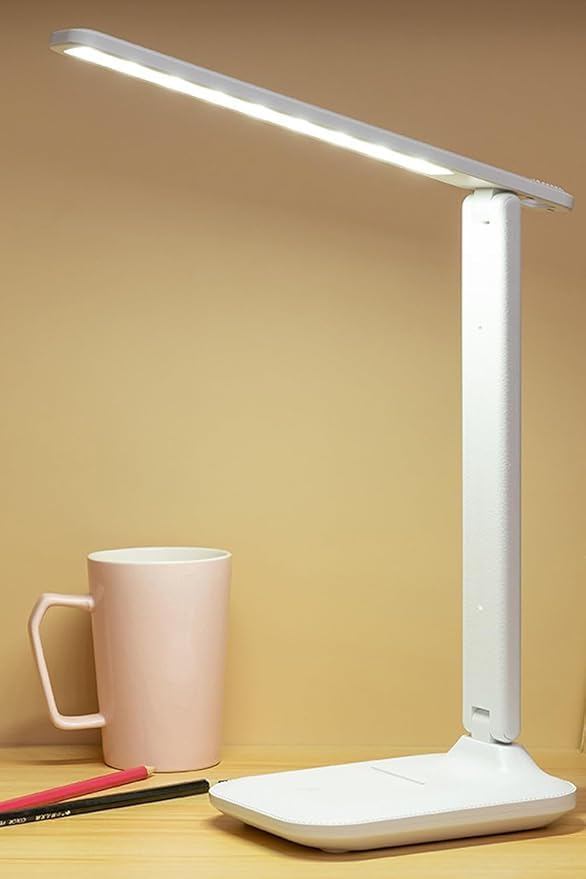 Nekuba Şarjlı Masa Lambası 3 Renk Dokunmatik Telefon Standlı Kademeli Çalışma Okuma Işığı Gece Lambası 9W 3 Aydınlatma Modlu Taşınabilir Küçük Masa Lambası, Çocuklar için Çalışma, Yurt