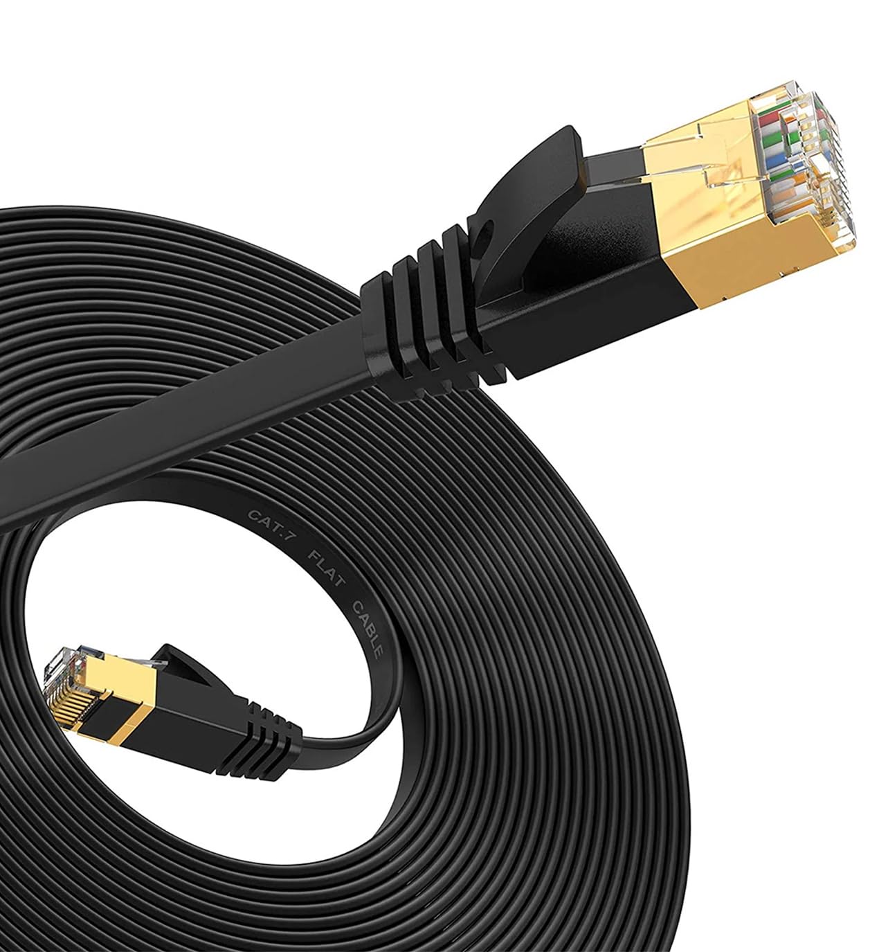 Yassı Cat 7 Ethernet Kablosu 10 Gigabit/S 600 Mhz Premium Metal Zırhlı RJ45 Konnektör (3 METRE)