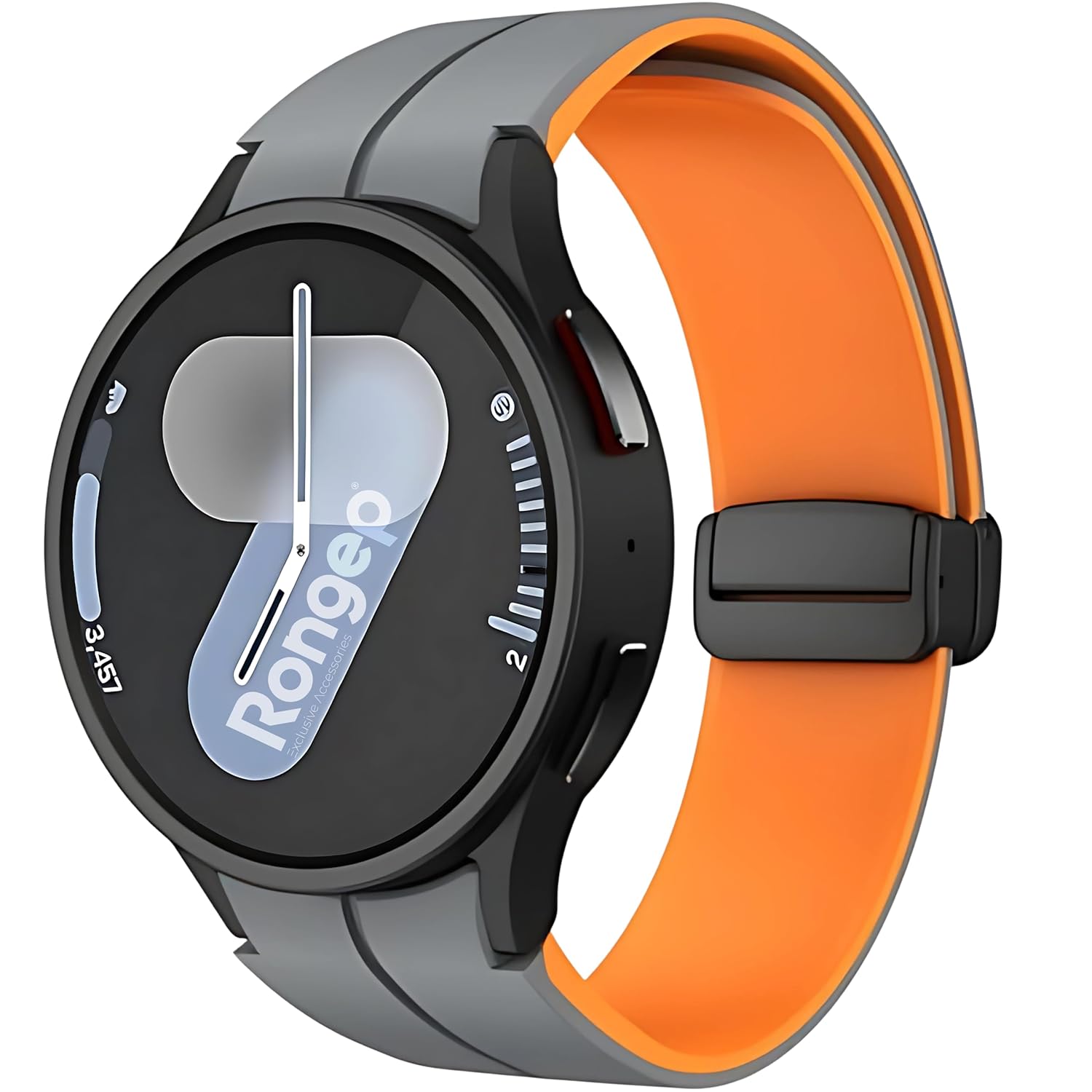 Rongep Samsung ile Uyumlu Spor Tasarım Flex Loop 20mm Kordon Galaxy Watch 7/6/5/4 Serisi için Galaxy Watch 7 Kordon (40mm/44mm) Watch 6/4 Classic (47/43/42mm) Watch 5 Pro Uyumlu (Gri-Turuncu)