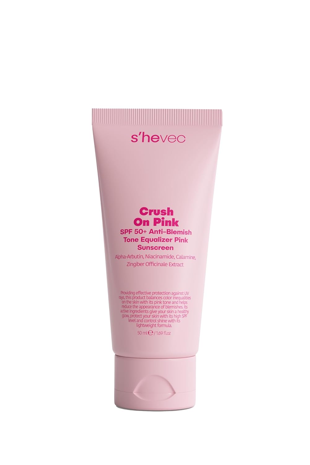 She Vec Crush On Pink - SPF 50+ Leke Karşıtı ve Ton Eşitleyici Pembe Güneş Kremi