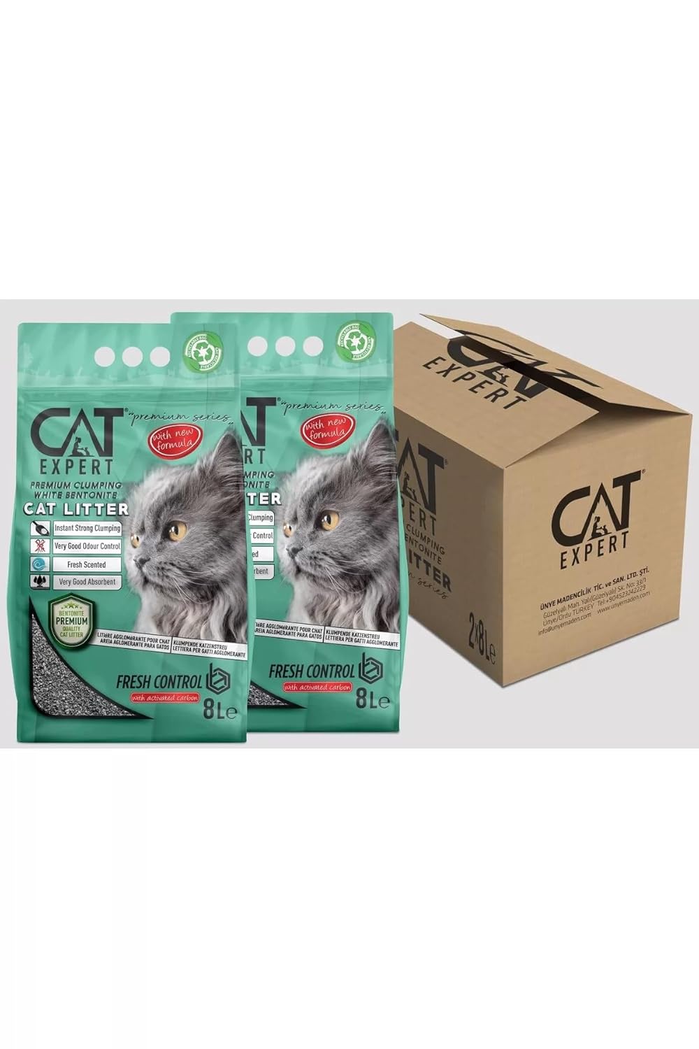 Fresh Control With Activated Carbon Topaklanan Koku Hapseden Tozsuz 2x8 = 16 Lt Kedi Kumu