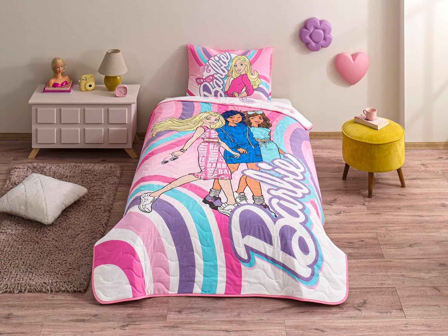 TAÇ Barbie Imagine Standart Pamuk-Polyester Nevresim Takımı, Pembe, Tek Kişilik