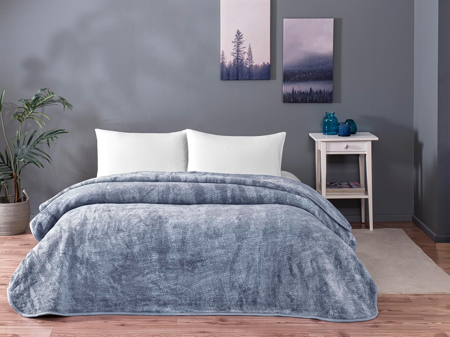 TAÇ Midnight Desenli%100 Pamuk Pamuk Battaniye, Mavi, Tek Kişilik