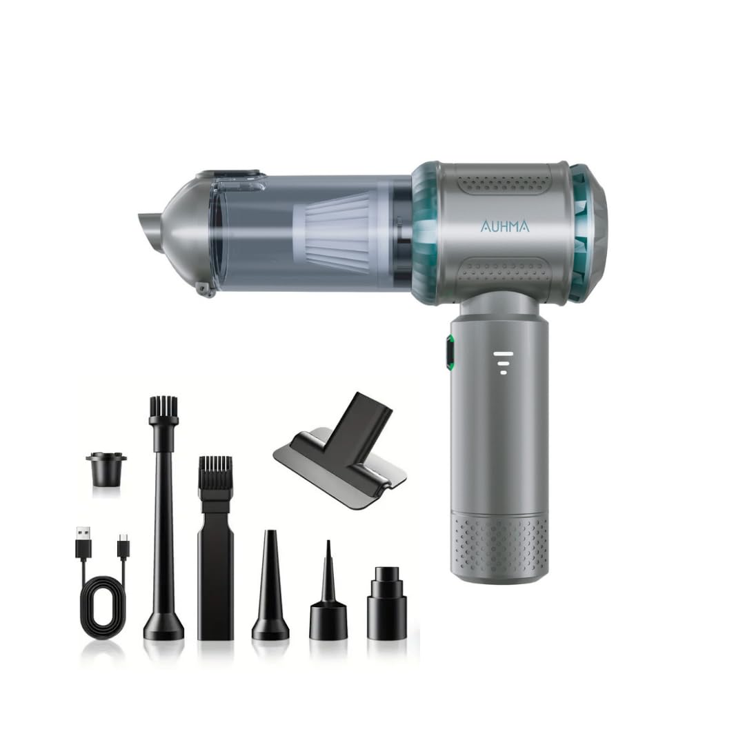 Araç İçi Şarjlı Süpürge, Çok Amaçlı Süpürge, 15000 Pa Yüksek Emiş Gücü, 7 Farklı Kullanılabilir Başlık, 2000 Mah Batarya, 3 Kademeli Güç Modu, Yüksek Çekiş ve Üfleme, Vakumlu Araç İçi Süpürge