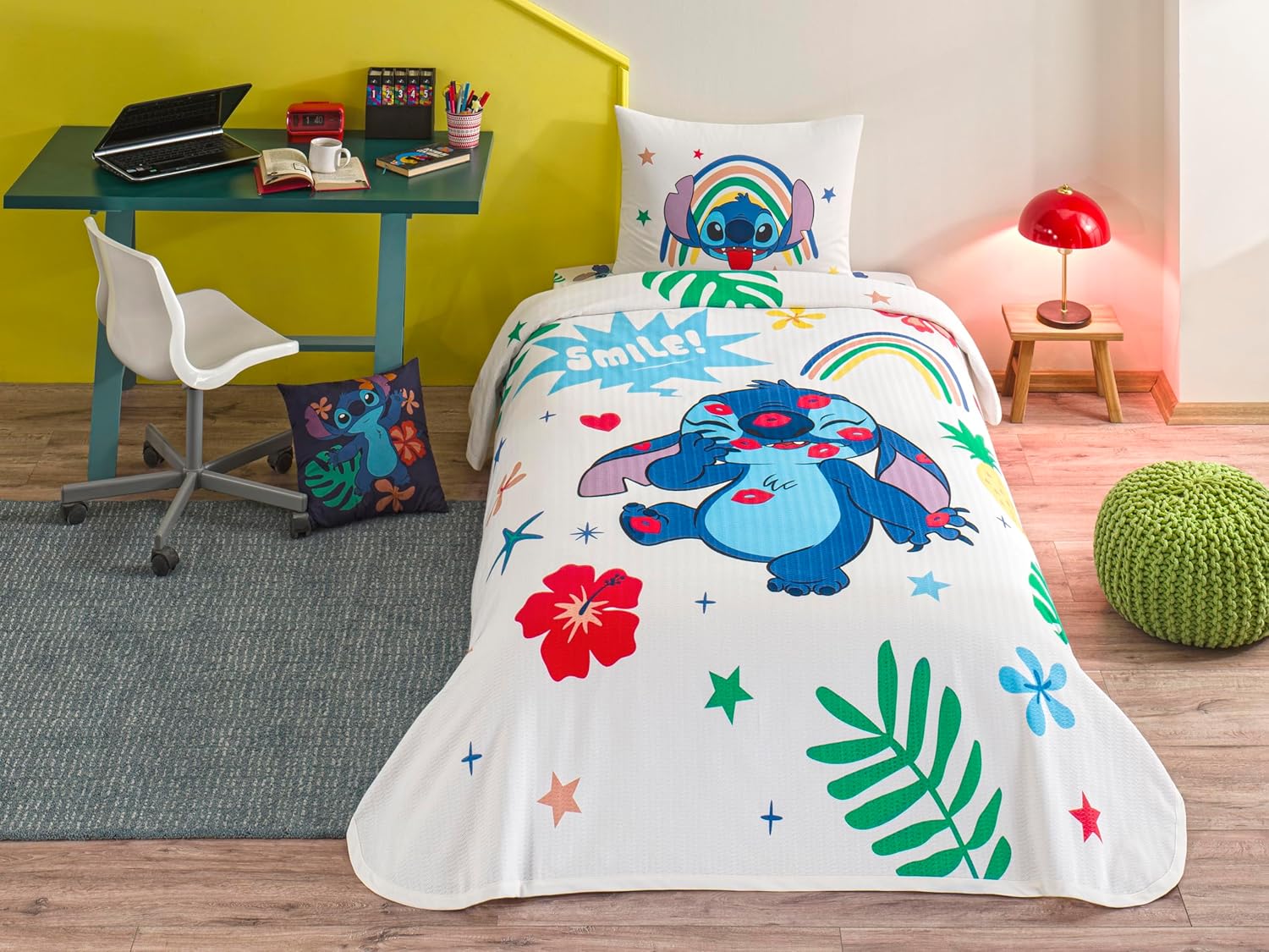 TAÇ Disney Stitch Standart Pamuk Nevresim Takımı, Çok Renkli, Tek Kişilik