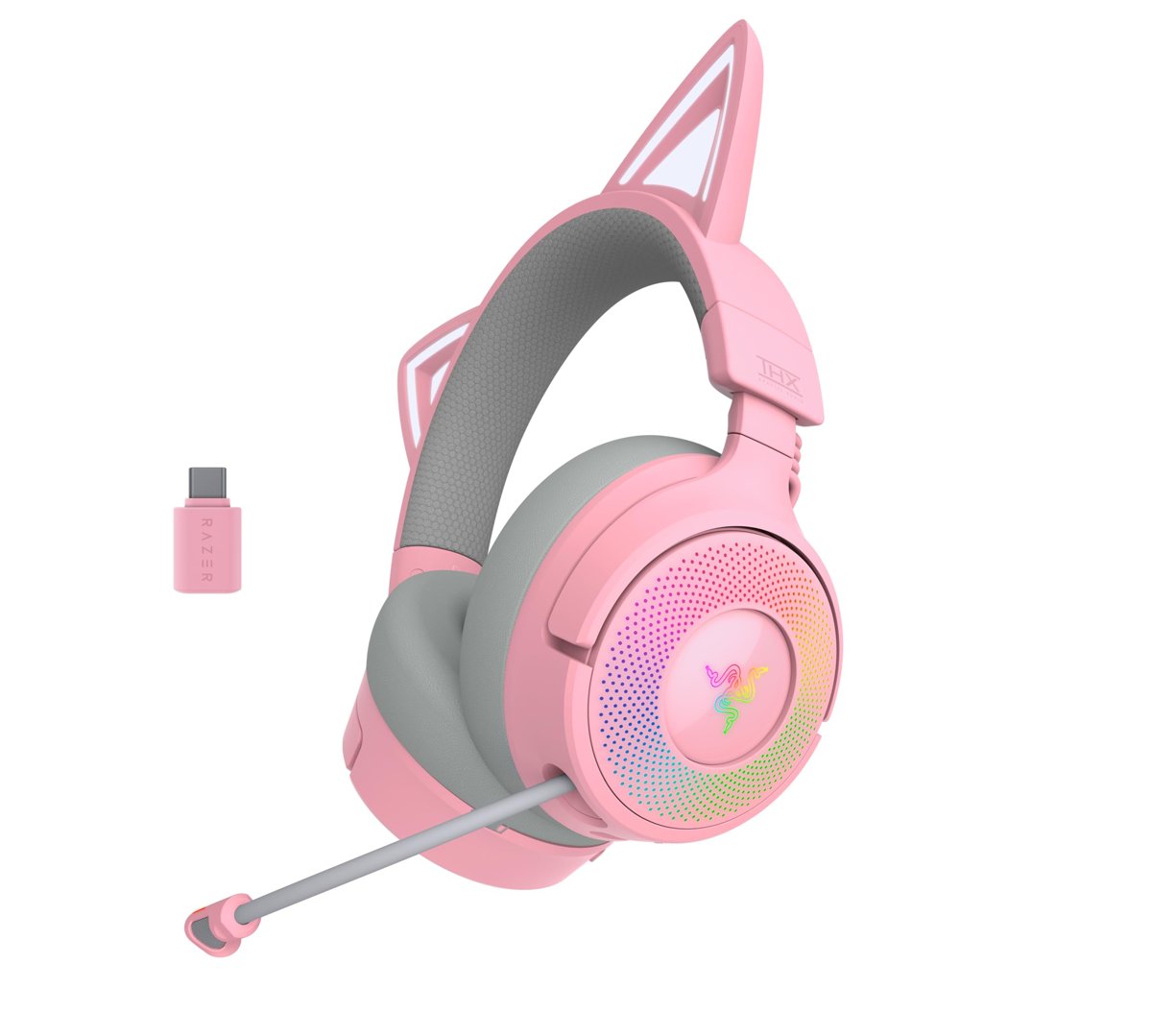 Razer Kraken Kitty V3 Pro - RGB Kitty kablosuz oyun kulaklığı - akış için reaktif kedi kulakları Kulaklık - Triforce 40 mm Sürücü - Hyperspeed Kablosuz ve Bluetooth - THX Spatial Audio | Quartz