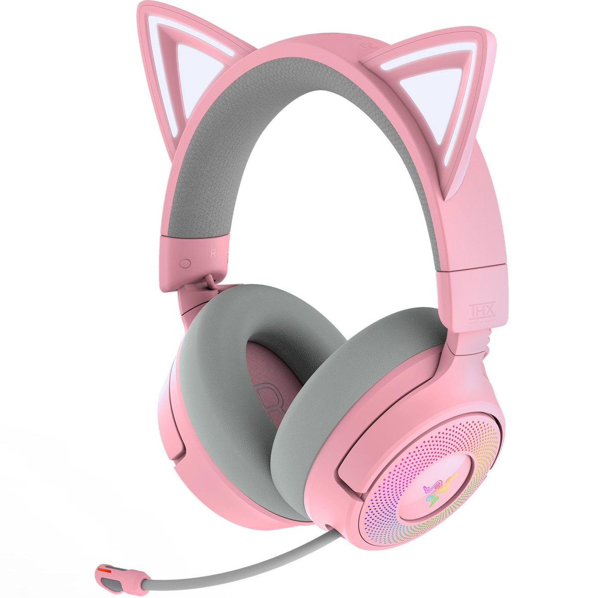 Razer Kraken Kitty V3 Pro - RGB Kitty kablosuz oyun kulaklığı - akış için reaktif kedi kulakları Kulaklık - Triforce 40 mm Sürücü - Hyperspeed Kablosuz ve Bluetooth - THX Spatial Audio | Quartz