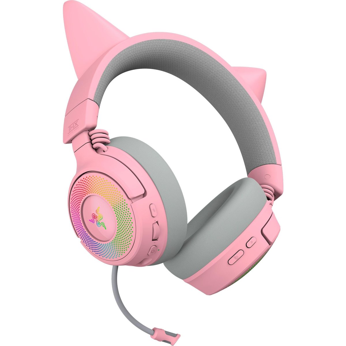 Razer Kraken Kitty V3 Pro - RGB Kitty kablosuz oyun kulaklığı - akış için reaktif kedi kulakları Kulaklık - Triforce 40 mm Sürücü - Hyperspeed Kablosuz ve Bluetooth - THX Spatial Audio | Quartz